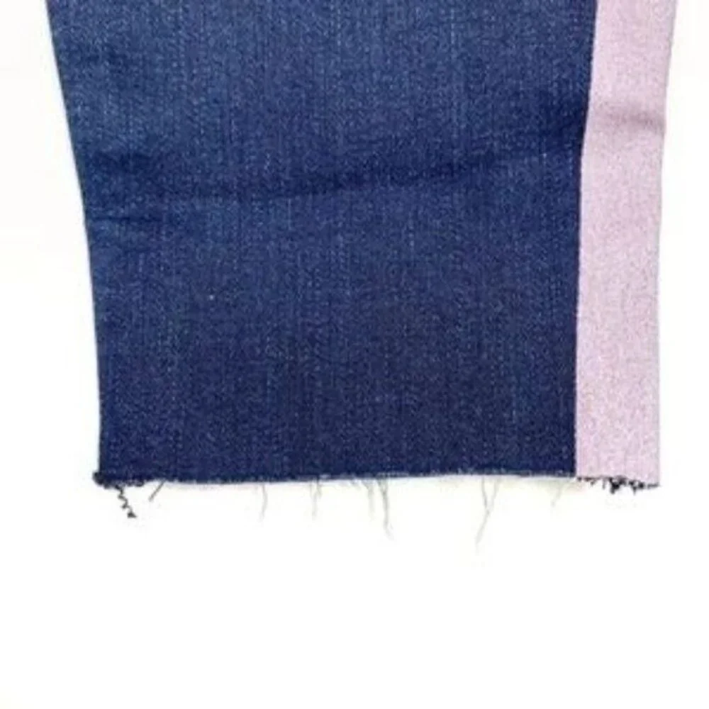 KUT from the Kloth Connie Ankle Skinny Jeans Blue W/ Pink Stripe Raw Hem Size 6